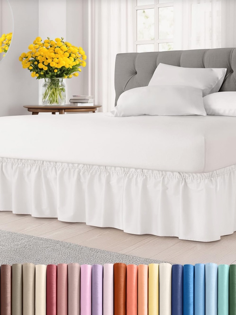 Antique White Bed Skirt 12” Drop 100% Microfiber - KING
